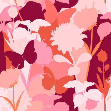 Sweet mood and tone of silhouette protea flowers ,garden botanical plants seamless pattern in vector design for fashion,fabric,web,wallpaper and all printsのイラスト素材