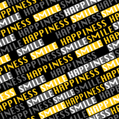 Seamless pattern vector Trendy color diagonal line in wording âHAPPINESS and Smileâ postitive mood design for fashion,fabric,web,wallpaper,wrapping, and all prints on blackのイラスト素材