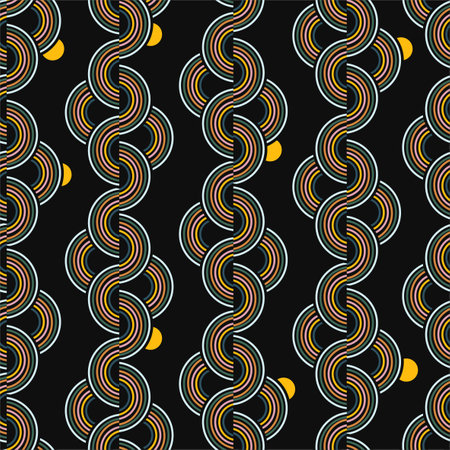 Beautiful trendy Geo stripe and Half Dots vertical stripe line Vector Seamless Pattern.Design for fashion,fabric, web,wrapping,wallpaper , and all prints on black background colorのイラスト素材