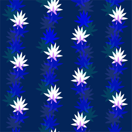 Modern seamless pattern of maple leaves in line vertical stripe Design for fashion,fabric, web, wallpaper, and all prints on dark blue background colorのイラスト素材