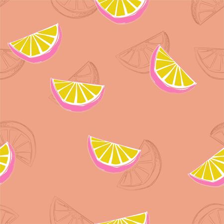 Tropical sweet mood of lemons fruits seamless pattern illustrationのイラスト素材