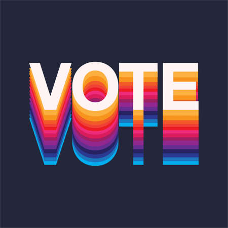 Colourful rainbow Vote text election day Usa debate of president voting 2020. Election banner designのイラスト素材