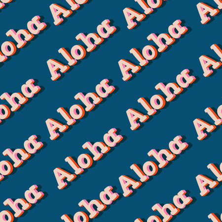 Modern trendy colourful Typography  ALOHA diagonal Stripe seamless pattern