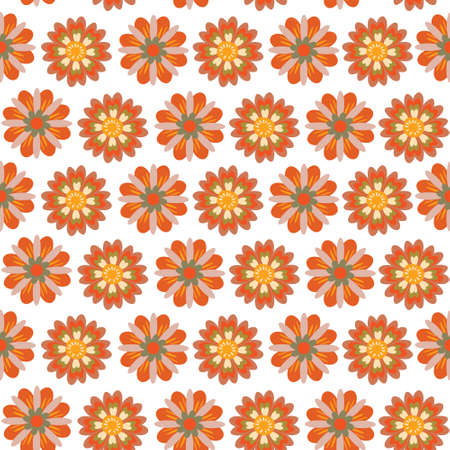 Colorful Geometric Groovy flowers seamless pattern vector illustration, hippie aesthetic floral ,Design for fashion , fabric, textile, wallpaper , wrapping and all printsのイラスト素材