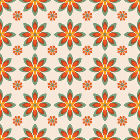 Colorful Geometric Groovy flowers seamless pattern vector illustration, hippie aesthetic floral ,Design for fashion , fabric, textile, wallpaper , wrapping and all printsのイラスト素材