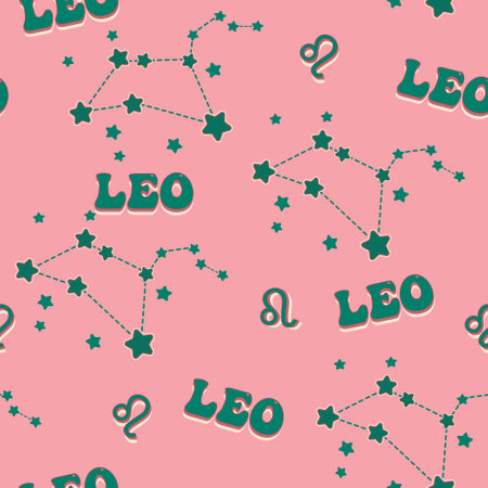 LEO zodiac star seamless pattern. LEO sign symbol stars Vector EPS10 , Design for fashion , fabric, textile, wallpaper, cover, web , wrapping and all printsのイラスト素材