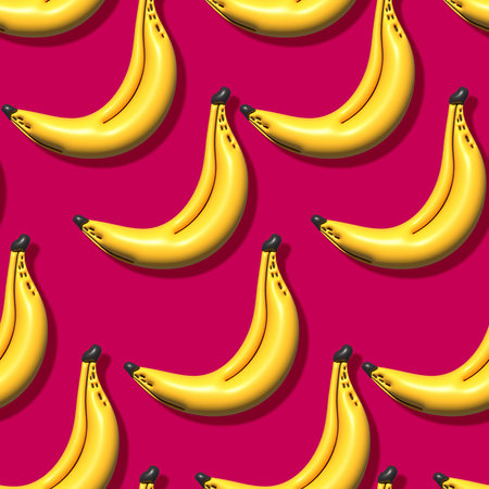 Seamless pattern Banana Fruits background. 3d illustration ,Design for fashion , fabric, textile, wallpaper, cover, web , wrapping and all printsの写真素材