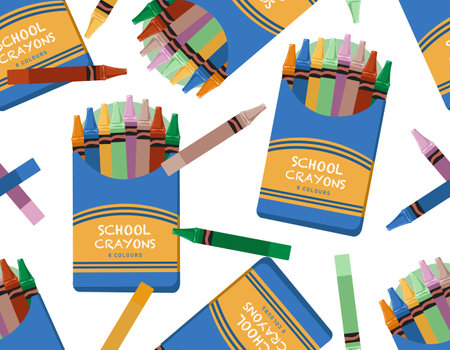 Colorful Cute Hand drawn Crayons seamless pattern , Vector kids pattern , Back to school , Design for fashion , fabric, textile, wallpaper, cover , wrapping and all printsのイラスト素材