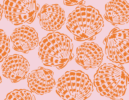 Hand drawn sea shells. Beautiful marine design elements, perfect for prints and patterns.Vector seamless pattern ,Design for fashion , fabric, textile, wallpaper , wrapping and all printsのイラスト素材