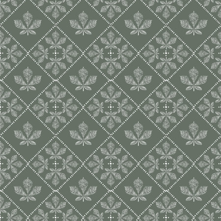 Modern Maple Leaves Fall and Autum leaves create from line  sketch with checkered seamless pattern , Design for fashion , fabric, textile, wallpaper , wrapping and all printsのイラスト素材