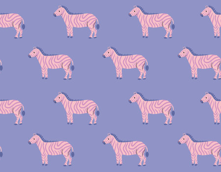 Cute Zebra Seamless pattern with cute wild animals childish. Animals safari , Design for fashion , fabric, textile, wallpaper , wrapping and all printsのイラスト素材