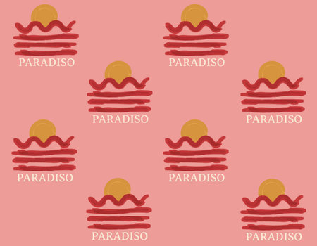 Minimal Hand drawn Sun Set paradiso scene in Italy seamless pattern Vector Illutration , Design for...
