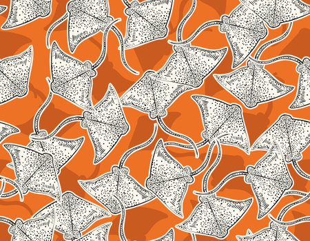 Hand Drawn Stylish Stingray seamless Pattern Vector Illustration Design for fashion , fabric,...