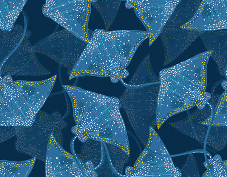Hand Drawn Stylish Stingray seamless Pattern Vector Illustration Design for fashion , fabric, textile, wallpaper , wrapping and all printsのイラスト素材