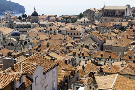 Red roofs of Dubrovnik Old Town in Croatiaの写真素材