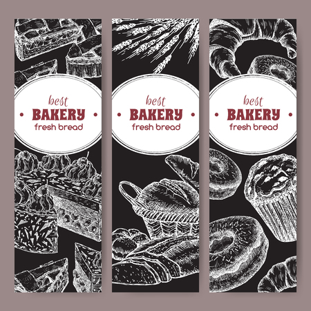 Set of three bakery label templatesのイラスト素材