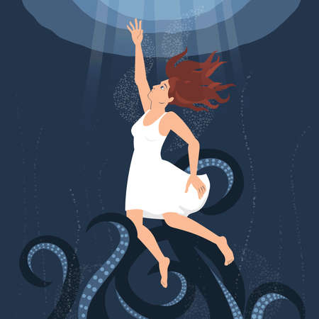 Vector image illustrating depression and similar psychological problems.のイラスト素材