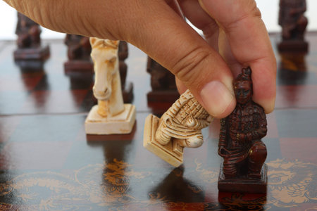 Chess pieces on a chessboard,photographed in june 2007