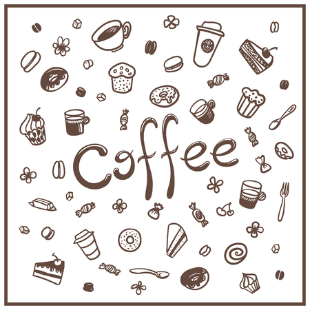 coffee set. coffee to go. coffee breakのイラスト素材