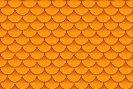 Seamless pattern of colorful orange fish scales. Fish scales, dragon skin, Japanese carp, dinosaur skin, pimples, reptile, snake skin, shingles. Vector illustrationのイラスト素材