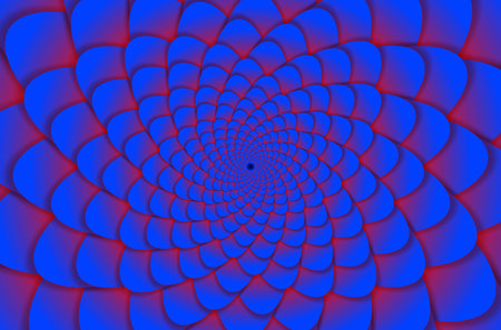 Abstract background. Spiral flower pattern in red and blue. Abstract Lotus Flower. Esoteric Mandala Symbol. vector illustration.の写真素材
