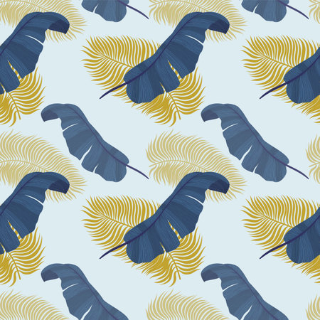 Tropical seamless pattern with exotic palm leaves. Monstera, palm, banana leaves. Exotic textile...