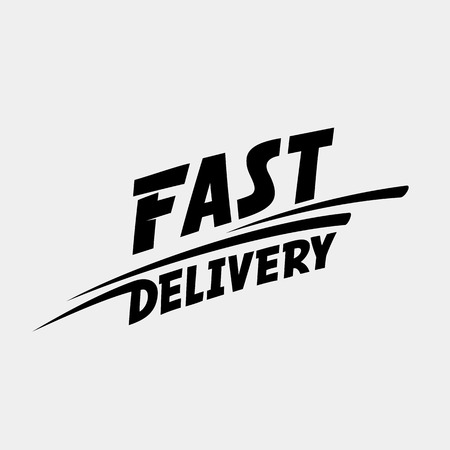 Fast delivery logo. Fast delivery typographic monochrome inscription. Vector illustration.のイラスト素材
