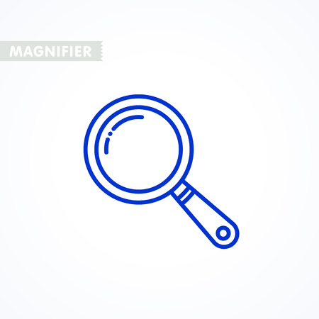 Magnifier icon outline styled magnifying glass thin line icon, linear pictogram isolated on white vector illustration.のイラスト素材