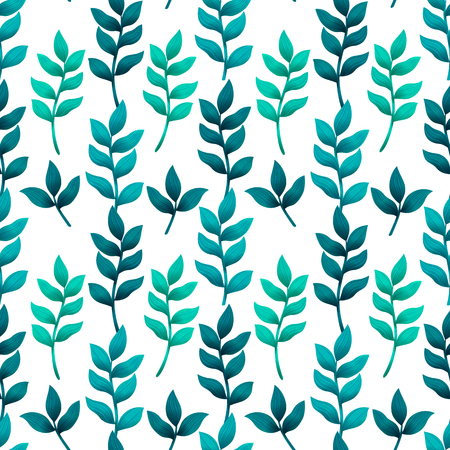 Seamless pattern with turquoise and green tropical leaves. Fashion, interior, wrapping, packaging and wallpapers suitable. 3d style trendy leaves. Vector illustrationの写真素材