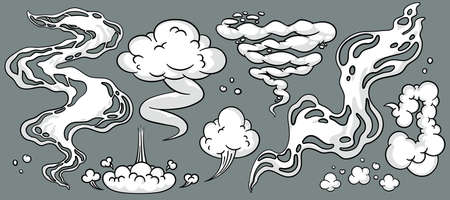 Comic cloud or smoke, cartoon vector motion effects, and explosionsのイラスト素材