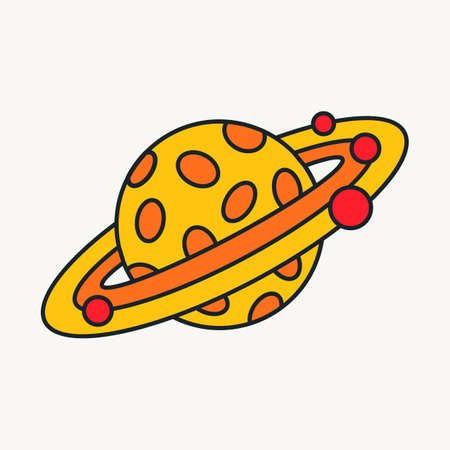 Cartoon vector funny cute Comic characters, saturn planet.のイラスト素材