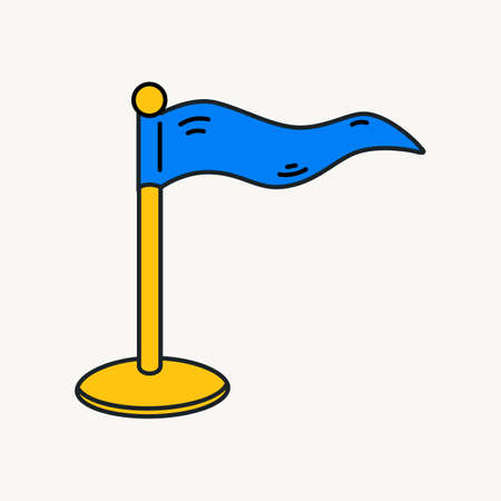 Cartoon vector funny cute Comic characters, blue flag.のイラスト素材