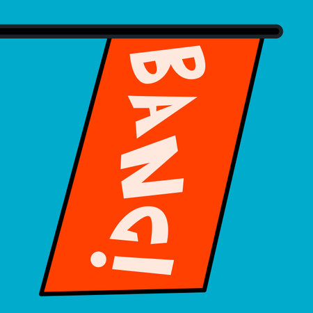Cartoon vector funny cute Comic characters, bang flag.