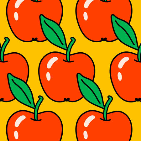 Cartoon vector funny cute Comic characters, red apple.のイラスト素材