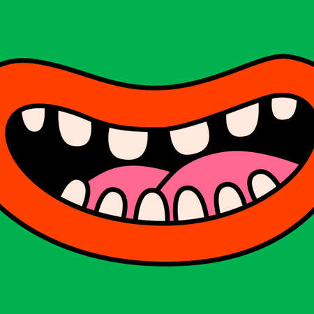 Cartoon vector funny cute Comic characters, mouth.のイラスト素材