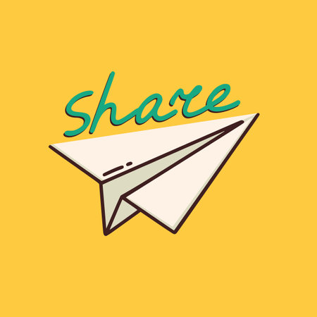 Share sticker for a social media, making a blog or vlog vector flat illustration. Set of cartoon icons for making internet contentのイラスト素材