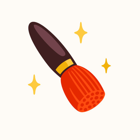 Make up brush sticker for a social media, making a blog or vlog vector flat illustration. Set of cartoon icons for making internet contentのイラスト素材