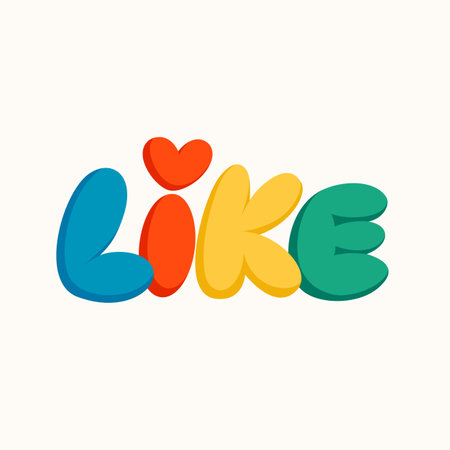 Like sticker for a social media, making a blog or vlog vector flat illustration. Set of cartoon icons for making internet contentのイラスト素材