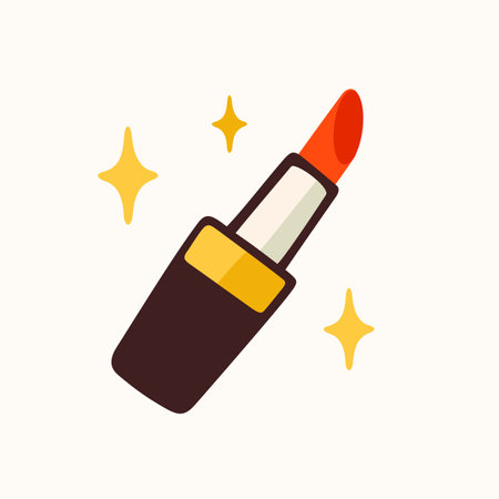 Lipstik sticker for a social media, making a blog or vlog vector flat illustration. Set of cartoon icons for making internet contentのイラスト素材