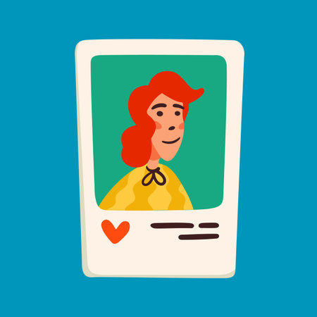 Selfie photo sticker for a social media, making a blog or vlog vector flat illustration. Set of cartoon icons for making internet contentのイラスト素材