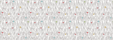 Happy Easter Set with eggs and bunniesのイラスト素材