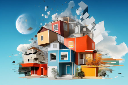 Housing Market Collage: A Visual Asset Depicting the Concept. Generative AIの素材
