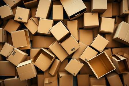 Captivating Overhead View of Recycled Cardboard Boxes. Generative AIの素材