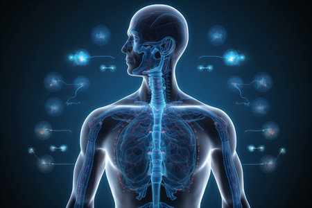 Blue Human Anatomy Illustration. Generative AIの素材