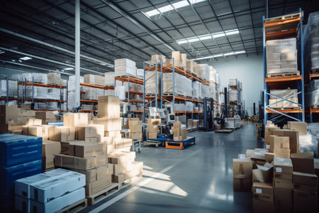 Warehouse Interior Organization. Generative AIの素材
