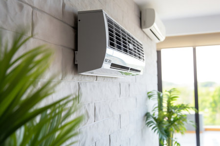 Close-up of Modern Luxury Wall-Mounted AC Unit. Generative AIの素材