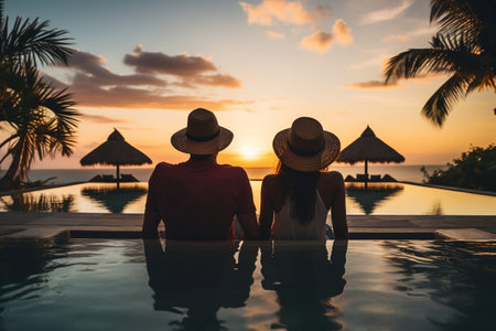 Young Couple Embracing Tranquil Moments. Generative AIの素材