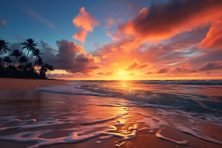 Sunset in Punta Cana. Generative AIの素材