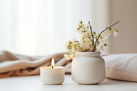 Elegant Candle and Vases Composition. Generative AIの素材