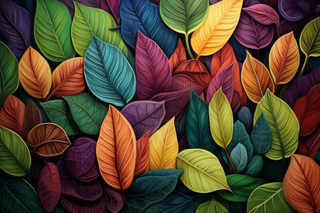 Vibrant Autumn Foliage Background. Generative AIの素材